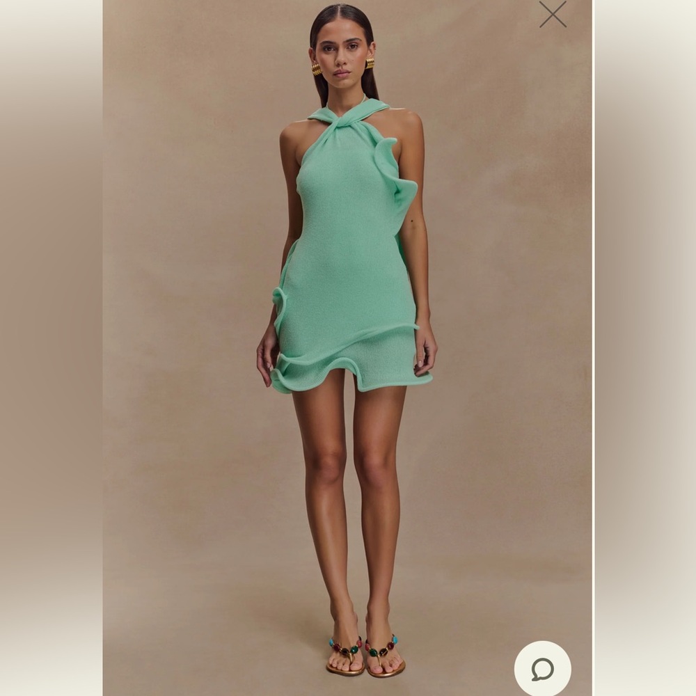 Caprice Halter Knit Mini Dress - Lagoon